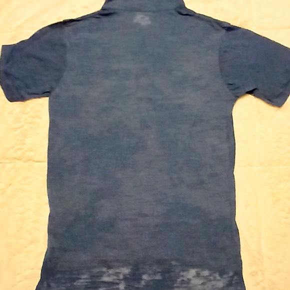 Alternative Apparel Premium Polo Shirt Men S Burned Out Light Blue Lightweight - Picture 2 of 4